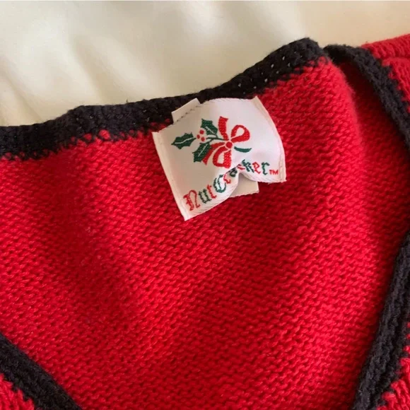 Vintage Nutcracker Red Christmas Bears Cardigan SZ L - Picture 2 of 15